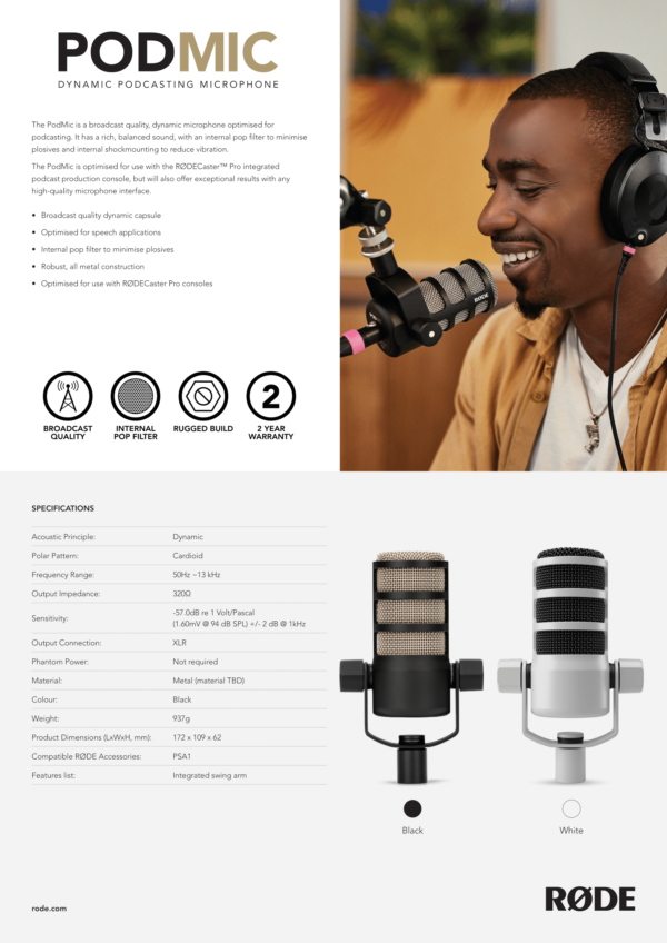 میکروفون رود Rode PodMic (پادکست داینامیک) - Image 7